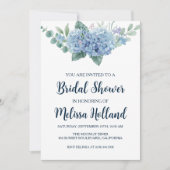 Stoffige blauwe hortensia bruids douche uitnodigin kaart (Voorkant)