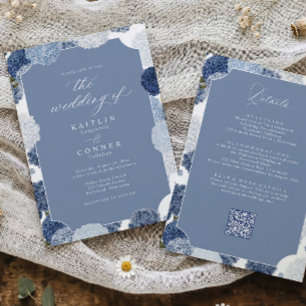 Stoffige Blauwe Hortensia Bruiloft Vintage Alles i Kaart