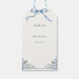 Stoffige Blauwe Hortensia Huwelijksgunst Bedankt Cadeaulabel
