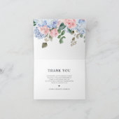 Stoffige blauwe hortensia rozen huwelijksjubileum bedankkaart (Binnen)