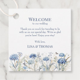 Stoffige Blauwe Hortensia Wilde Bloem Bruiloft Ver Bedankjes Labels