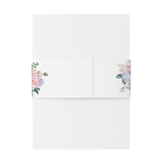 Stoffige blauwe hortensia's bloemenvoornaam bruilo uitnodigingen wikkel (Achterkant Voorbeeld)