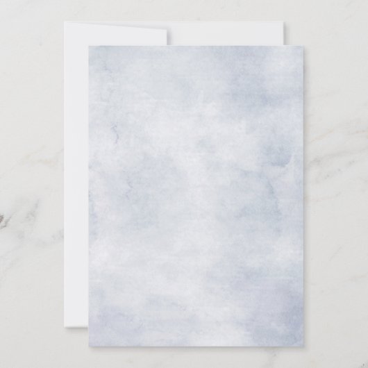 Stoffige blauwe hortensia's pastelroze rozen bruil kaart (Achterkant)