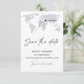 Stoffige blauwe huwelijksreis Bestemming Trouwkaar Save The Date (Staand voorkant)