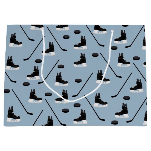 Stoffige Blauwe IJshockey Stick, Schaatsen & Puck  Groot Cadeauzakje (Voorkant)