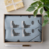 Stoffige Blauwe IJshockey Stick, Schaatsen & Puck  Tissuepapier (Geschenk)