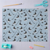 Stoffige Blauwe IJshockey Stick, Schaatsen & Puck  Tissuepapier (Craft)