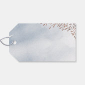 Stoffige blauwe kalligrafie dank u rustieke bloeme cadeaulabel (Achterkant Horizontaal)