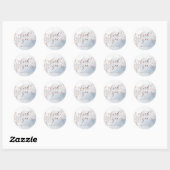 Stoffige blauwe kalligrafie dank u rustieke bloeme ronde sticker (Vel)