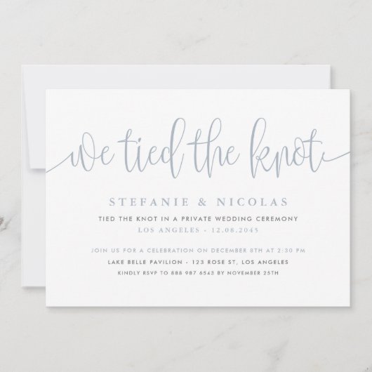 Stoffige blauwe kalligrafie We bonden de knoop bru Kaart (Voorkant)