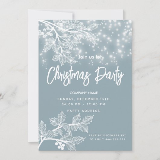 Stoffige blauwe kersttakken corporate kerst kaart (Voorkant)