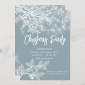 Stoffige blauwe kersttakken corporate kerst kaart (Voorkant / Achterkant)