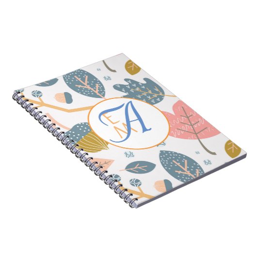 Stoffige Blauwe Koraal Abstracte Natuur Monogram D Notitieboek (Rechterzijde)