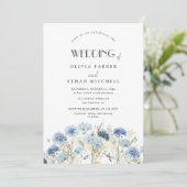 STOFFIGE Blauwe Korenbloem Wildflower Elegante Bru Kaart (Staand voorkant)