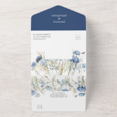 Stoffige blauwe korenbloemen, zoete William bruilo All In One Uitnodiging (Buitenkant)