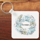 Stoffige Blauwe Krans Gepersonaliseerde Sleutelhan Sleutelhanger (Voorkant)