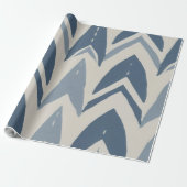 Stoffige blauwe kust batik Parang Chevron geometri Cadeaupapier (Uitgerold)