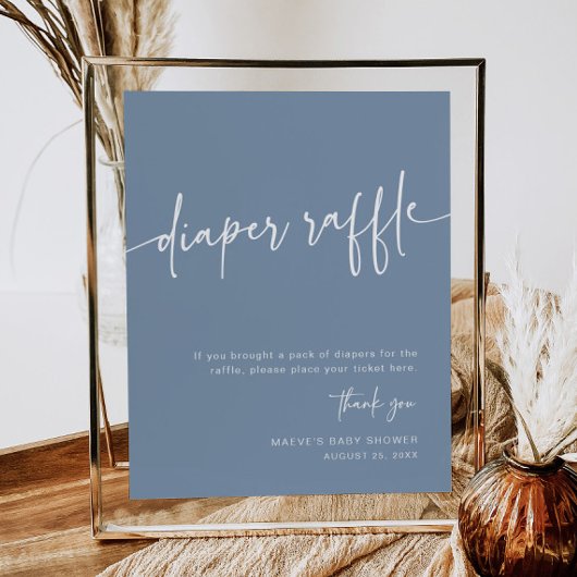 Stoffige Blauwe Luier Raffle Teken Jongen Modern M Poster