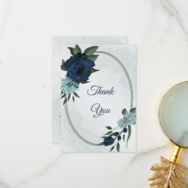 Stoffige blauwe & marine bloemen botanisch bedankkaart