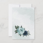 Stoffige blauwe & marine bloemen botanisch bedankkaart (Achterkant)