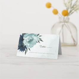 Stoffige blauwe marine bloemen botanisch plaatskaartje