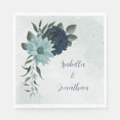 Stoffige blauwe marine bloemen botanische bruiloft servet (Voorkant)