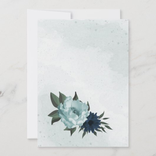 Stoffige blauwe & marine bloemen geometrische brui kaart (Achterkant)