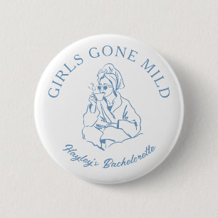 Stoffige Blauwe Meisjes Kalme Spa Bachelorette Ronde Button 5,7 Cm