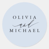 Stoffige Blauwe Moderne Bruid en bruidegom Namen B Ronde Sticker (Voorkant)