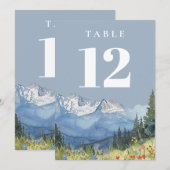 Stoffige Blauwe Moderne Waterverf Berg Tafelnummer (Voorkant / Achterkant)