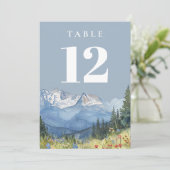 Stoffige Blauwe Moderne Waterverf Berg Tafelnummer (Staand voorkant)