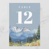 Stoffige Blauwe Moderne Waterverf Berg Tafelnummer (Voorkant)