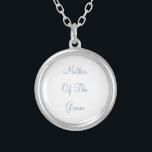 Stoffige blauwe moeder van de bruidegom huwelijksg zilver vergulden ketting<br><div class="desc">Ontworpen met aangepaste tekst "Moeder van de bruidegom" in populair stoffig blauw,  dit is perfect,  eenvoudig en stijlvol cadeau of feestgunst voor de moeder van de bruidegom. U kunt de tekst of kleur voor een ander evenement of ontvanger veranderen zoals u wenst!</div>