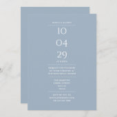 Stoffige Blauwe Oefenavondmaal Datum Kaart (Voorkant / Achterkant)