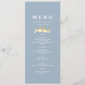 Stoffige Blauwe Onvergetelijke Liefde Bruiloft Menu (Voorkant)