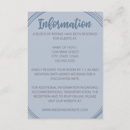 Stoffige Blauwe Ovale Bruiloft Behuizing Kaart (Voorkant)