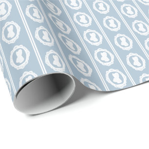 Stoffige Blauwe Paashaas Cameo Cadeaupapier