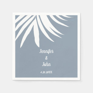 Stoffige Blauwe Palm Leaf Beach Tropische bruiloft Servet