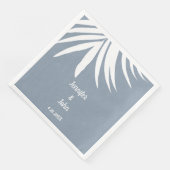 Stoffige Blauwe Palm Leaf Beach Tropische bruiloft Servet (Hoek)