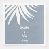 Stoffige Blauwe Palm Leaf Beach Tropische bruiloft Servet (Voorkant)