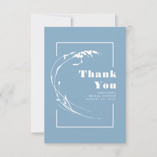 Stoffige Blauwe Pampas Gras Romantische Dankjewel Bedankkaart (Voorkant)