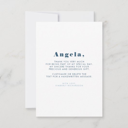 Stoffige Blauwe Pampas Gras Romantische Dankjewel Bedankkaart (Achterkant)