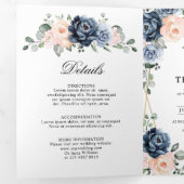 Stoffige Blauwe Perzik Blos Geometrische Bloemen B Drieluik Aankondiging (Binnenzijde eerst)