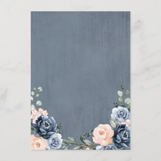 Stoffige Blauwe Perzik Blush Geometrische Trouwdet Informatiekaartje (Achterkant)