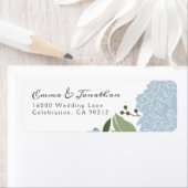 Stoffige blauwe pioenen etiket (Insitu)