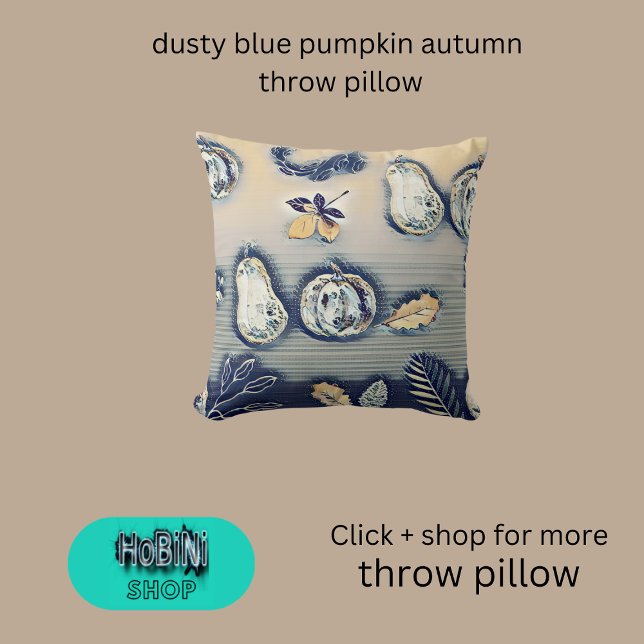 Stoffige blauwe pompoen herfst kussen (dusty blue pumpkin autumn throw pillow)