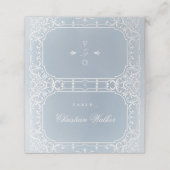 Stoffige blauwe romantische vintage bruiloft plaat plaatskaartje (Buitenkant ongevouwen)