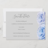 Stoffige Blauwe Rozen Grijze Bloemen Save The Date Kaart (Voorkant)