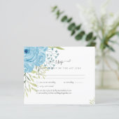 Stoffige Blauwe Rozen Lime Bladeren Trouwbudget (Staand voorkant)