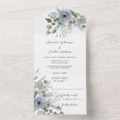 Stoffige Blauwe Rozen op Wit All In One Uitnodiging (Binnen)